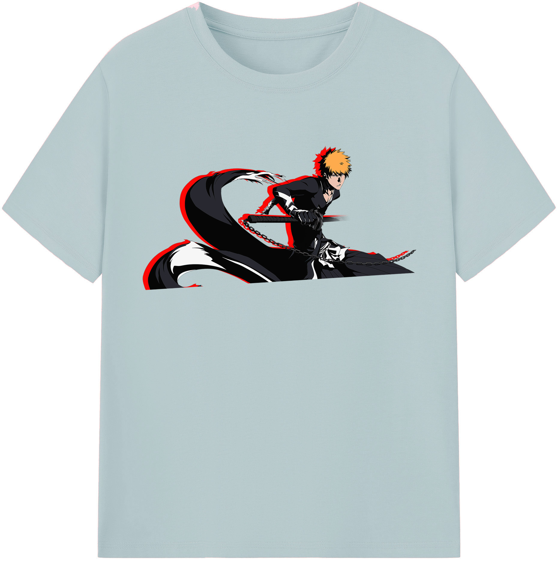 （画像用） ブリーチ 黒崎一護（くろさき いちご）BLEACH Kurosaki Ichigo 綿100％半袖Tシャツ（フロントプリント）